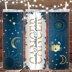 Cancer Zodiac Sign Skinny Metal Tumbler